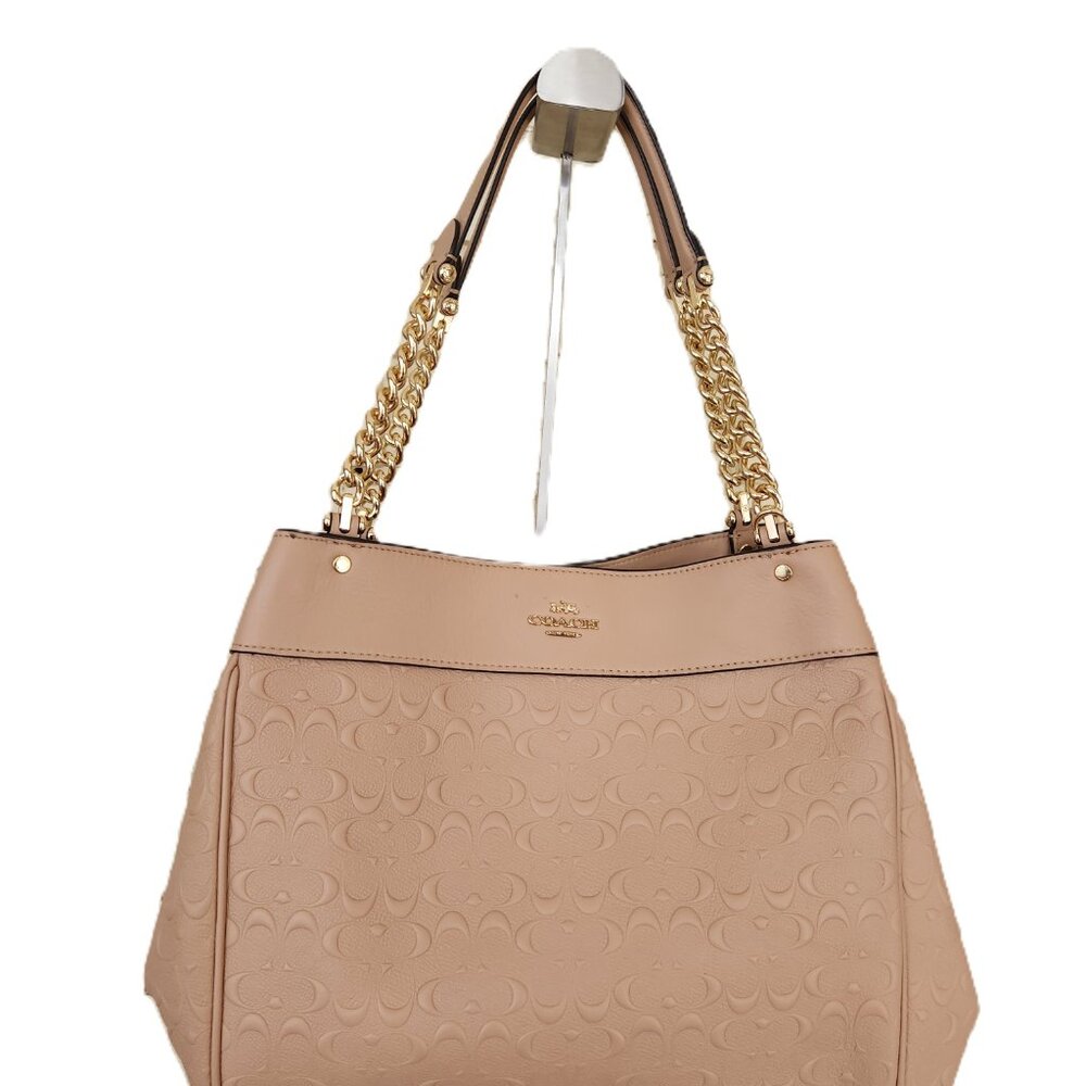 Euc Coach Tan Embossed Signature C's Shoulder Bag Purse - Picture 3 of 17